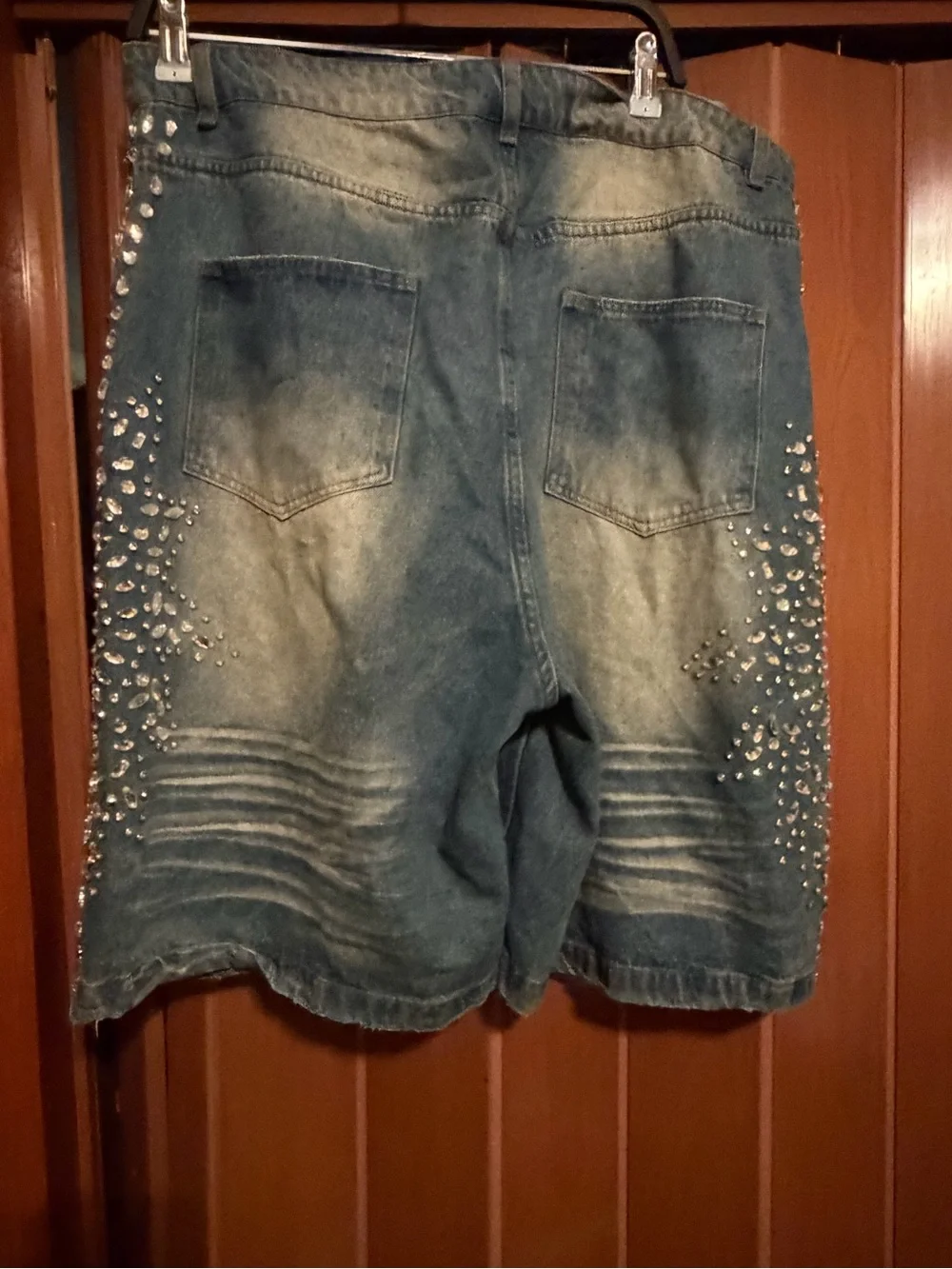 Vale Forever Sirens Jorts 'Blue' Rhinestone Cotton Denim Shorts Men's Size 32